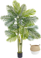 Artificial Palm Tree, 7ft Fake Areca Palm Plant with Basket, Large Faux Phoenix Palm UV Resistant Plants for Indoor Outdoor Home Garden Patio Office Décor