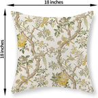 Yellow Green Floral Bird Pillow Covers 18x18 Set of 2 Chinoiserie Throw Pillows Vintage Flowers Bird Decorative Pillow Cases Outdoor Chinoiserie Decor Farmhouse Cushion Case for Couch Sofa