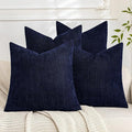 Set of 4 Soft Textured Decorative Throw Pillow Covers 16x16 Inch Cozy Farmhouse Cushion Cover Square Accent Pillow Cases for Bed Couch Sofa Living Room, Navy Blue