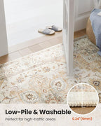 AMADA HOMEFURNISHING 2x5 Washable Runner Rug, Low-Profile Kitchen Rugs with Non-Slip Backing & Durable Edge Binding, Vintage Entryway Runner Rug for Bedroom & Hallway