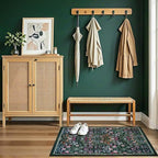 Entryway Rug 2X3 Small Rugs: Floral Washable Door Mat Vintage Soft Low Pile Non-Slip Kitchen Rugs Stain Resistant Indoor Throw Rug for Entrance, Bedroom, Kitchen, Laundry, Bathroom Dark Green