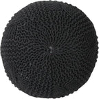 Christopher Knight Home Ansel Knitted Cotton Pouf, Dark Grey
