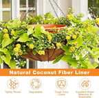 Riare 4 Pack 12 Inch Round Coco Liners Replacement, 100% Natural Coconut Coir Liners for Hanging Baskets, Garden Flower Vegetables Planter Pot, Window Box, Fence, Decks