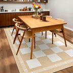 Vasofe Checkered Jute 5x7 Area Rugs, Washable Outdoor Patio Rug for Living Room Bedroom Indoor Carpet, Non Slip Modern Farmhouse Neutral Geometric Rugs Office Porch Dining Room Mat, Khaki and White