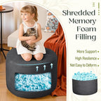 Round Corduroy Ottoman Foot Rest Pouf for Living Room Couch - Soft Plush Shredded Foam Filled Hassock Stool, Comfy Footstool