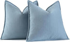 MIULEE Pack of 2 Light Blue Decorative Pillow Covers 22x22 Inch Soft Chenille Luxurious Couch Throw Pillows Farmhouse Cushion Covers Euro Shams Elegant Design for Sofa Bed Living Room Spring Decor
