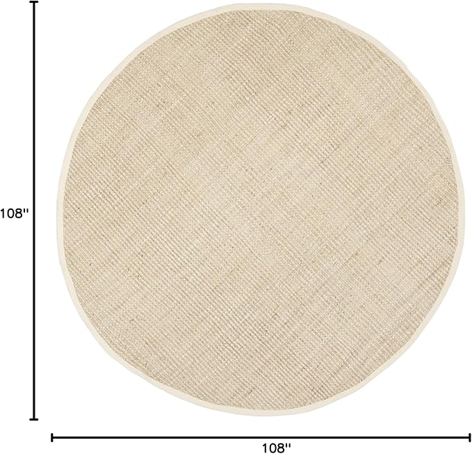 SAFAVIEH Natural Fiber Collection 9' Round Ivory NF730A Handmade Farmhouse Premium Jute Area Rug