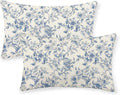 Blue Pillow Covers 12x20 Set of 2 Chinoiserie Blue and Cream Floral Throw Pillows Vintage Rustic Toile Flower Decorative Pillowcase Outdoor Chinoiserie Decor Lumbar Cushion Case for Couch Bed
