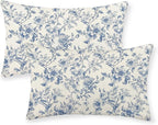 Blue Pillow Covers 12x20 Set of 2 Chinoiserie Blue and Cream Floral Throw Pillows Vintage Rustic Toile Flower Decorative Pillowcase Outdoor Chinoiserie Decor Lumbar Cushion Case for Couch Bed