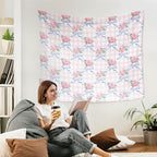 WARDOS Coquette Blue Bow Tapestry, Coquette Room Decor, Preppy Pink Rose Floral Tapestry, Cute Preppy Room Decor Teen Girls, Girly Bedroom Decor, Coquette Stuff, 50x60 Inch