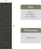 GENIMO Washable Floral Runner Rug 2x8, Non-Slip Long Hallway Carpet for Entryway, Kitchen, Indoor Floor Use, Vintage Boho Soft Thin Rug Décor, Dark Green