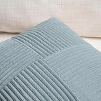 Fancy Homi Set of 2 Light Blue Lumbar Decorative Throw Pillow Covers 14x24 Inch for Couch Bed, Rustic Farmhouse Boho Home Decor, Soft Striped Corduroy Rectangle Accent Cushion Case 35x60 cm