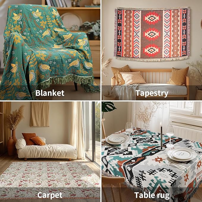 MACEVIA Native American Aztec Blanket for Couch, Rustic Southwest Blankets Decorations for Home, Country Boho Throw Blanket for Couch, Sofa, Bed, Western Bedroom Decor Tribal Decor (Aztec 03 50"×70")
