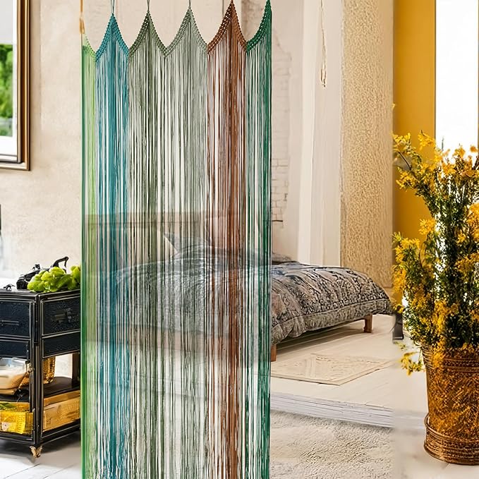 IOWER Macrame Curtain Macrame Boho Doorway Window Curtains for Wall Door Divider Windows Door Wedding Background(Colorful)