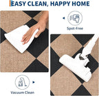GarveeHome Checkered Easy Jute 5x7 Area Rugs for Living Room Machine Washable Non-Slip Backing Stain Resistant Modern Indoor Outdoor Rugs for Farmhouse Dining Room Patio Black Tan