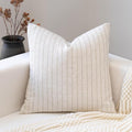 Decorative Neutral Throw Pillow Covers 18x18 Farmhouse Pillow Covers Cotton Stripe Cushion Covers Home Decor for Sofa Couch Living Room Bedroom 1PC, Pinstripe