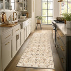 2'x6' Washable Runner Rug Utral Soft Lightweight Vintage Boho Distressed Non-Slip Backing,Low Pile Stain Resistant Farmhouse Rug for High-Traffic Hallway, Kitchen & Laundry