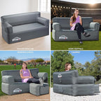 Pittman - Inflatable Couch with Built in Pump for Outdoors & Indoors - Blow Up Couch for Camping, Glamping or Home use has Heavy Duty Puncture Resistant Fabric for Inflatable Sofa Comfort & Durability