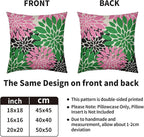 Pink Green Black Pillow Covers 16X16 Inch Set of 2, Spring Modern Geometry Dahlia Floral Print Decorative Throw Pillow Covers Outdoor Farmhouse Cushion Case for Couch Sofa Bed Decor
