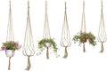 6 Pcs Macrame Plant Hanger Basket Liners with Country Style Natural Jute, Elegant for Home Garden, Patio and Office, Indoor & Outdoor Decoration(48", 41", 35")