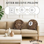 Dripykiaa Cheetah 8 Ball Throw Pillow, 14" Leopard Print 8 Ball Pillow Round Plush Decorative Cushion, Soft Trendy Throw Pillow for Bedroom & Living Room, Modern Aesthetic Home Decor for Women & Teens