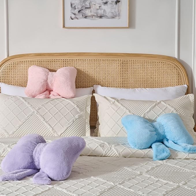 Bow Pillow Throw Pillows Butterfly Shaped Decorative Cute Pillows for Bed Sofa Cute Home Decorr,Purple 10 * 8inch