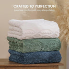 EverGrace Classic Cable Jacquard Sherpa Fleece Throw Blanket for Couch, Soft Cozy Fuzzy Plush Blankets for All Seasons, Reversible Thick Warm Blanket for Bed, Sofa, Living Room, Sage Green, 50" x 60"