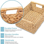VATIMA Hyacinth Medium Wicker Basket 13.6x9.5x5.6" - With Handle, Living Room Decor, Rectangular Design