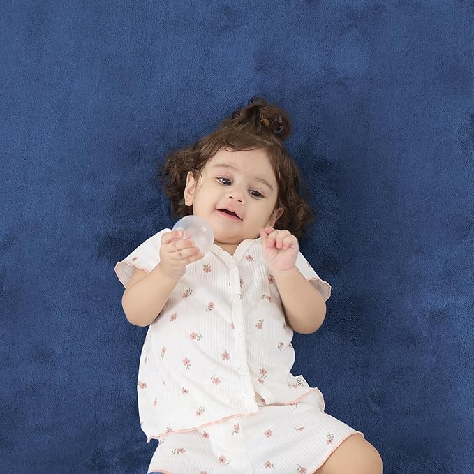 1.3" Thick Baby Play Mat for Floor, 79x79 Playpen Mat, Pro Soft Flannel Foam Mats Toddler Infant Kids Crawling for Nursery Rug Playroom Living Room Waterproof Easy Care Non-Slip (Blue)