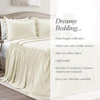 Lush Decor Ruffle Skirt Bedspread Set - 3-Piece Luxurious Farmhouse Bedding - Elegant Ruffle Detail - Timeless Style - Soft Lightweight Sheets - Queen, Ivory