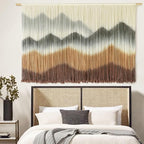 IOWER Macrame Wall Hanging Mountain Wall Art Dip-Dyed Macrame Wall Decor Modern Wall Decor Fiber Wall Art Craftsmanship 57" Wx35 L
