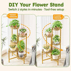 Tall Plant Stand Indoor Outdoor, Corner Metal Flower Pot Stands for Multiple Plants, 5 Tier Heavy Duty Plant Shelf for Patio Garden Balcony Living Room Bedroom - GoldWave