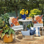 DFXSZ Orange Blue Flower Pillow Covers 18x18 Inch Set of 2 Fall Throw Pillows Outdoor Waterproof Decor for Living Room Sofa Patio Funiture Garden Floral Polyester Pillow Covers 012C18