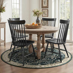 Medallion Round Rugs 6ft, Low Pile Thin Circle Area Rugs for Bedroom Living Room Washable Non Slip, Vintage Round Carpet for Kitchen Dining Room, Midnight/Multi