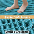 MIULEE Set of 2 Waffle Bathroom Rugs, Boho Bath Rugs Non Slip Washable, Super Absorbent Bath Mats, Ultra Soft Rubber Backed Shower Mats for Bathroom Floor, Tub and Shower, Teal, 17x24 Inch