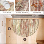 KIMODE Anti Fatigue Kitchen Mats for Floor 18"x28" Half Circle Cushioned Kitchen Floor Mats, Red Brown Abstract Kitchen Rug, Comfort Ergonomic Standing Desk Mat for Sink Laundry Office
