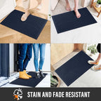 Sturdy Front Door Mat, Absorbent Muddy Dirt Resist Welcome Door Mats Outdoor Indoor, Stain and Fade Resistant, Non-Slip Backing Entry Mat Low Profile Doormat for Entryway, 36×24, Blue