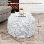 Asuprui Pouf Ottoman Unstuffed Floor Poof Seat Pouf Ottoman Foot Rest Soft Foot Stool 20x20x12 Inches Fuzzy Chair Floor Chair Foot Rest with Storage for Living Room Bedroom Snow Gray