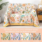 Boho Throw Blanket for Bed - 100% Pure Cotton Ultra Soft Rustic Quilt - Farmhouse Decor Bed Blankets, All Season Rustic Throw for Sofa Couch Chair(60"×80", Boho Floral)