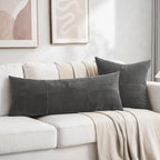 Fancy Homi 2 Packs Dark Gray Decorative Throw Pillow Covers 16x16 Inch for Living Room Couch Bed, Rustic Farmhouse Boho Home Decor, Soft Corss Patchwork Corduroy Textured Square Cushion Case 40x40 cm