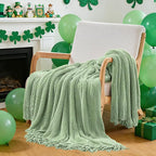 inhand Basil Green Throw Blanket for Couch Bed, St. Patrick’s Day Lucky Spring Gifts Throw for Men Women,Chunky Chenille Woven Soft Warm Blanket,Boho Farmhouse Cozy Decor,50"x60",Extra Thick