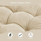 Meditation Floor Pillow 22×22 Inch 2 Pack Large Floor Cushions for Adults Square Tufted Corduroy Floor Pillows for Yoga Living Tatami Room Beige