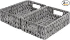 GRANNY SAYS Wicker Baskets for Storage, Waterproof Storage Baskets, Odorless Wicker Basket with Handles, Decorative Storage Containers, Gray Basket for Pantry Storage, 2-Pack