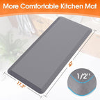 Kitchen Mat, Cushioned Thick Floor Comfort Mat, with Non-Slip Bottom, Waterproof & Stain Resistant & Easy Clean, Standing Desk Mat for Kitchen, Sink, Office (17.3''x39'', Grey)