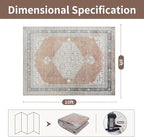 Washable Rugs 8x10 Area Rugs for Living Room,Bedroom,Dining Room- Soft Low Pile Stain-Resistant Carpet with Non-Slip Rubber Backing,Large Vintage Area Rug for Nursery Home Office Decor