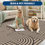 GarveeHome Rainbow Easy Jute Rug 4x6 Washable Abstract Non Slip Living Room Ultra-Thin Bedroom Rug, Non Skid Backing Non Shedding Accent Carpet for Dining Room Office