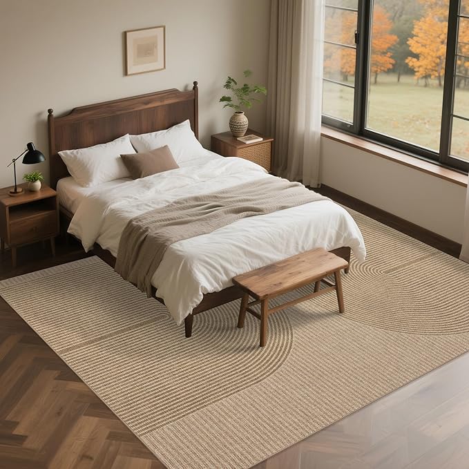 Easy Jute Rug 8x10: Indoor Outdoor Natural Boho Area Rugs for Living Room Patio Washable - Farmhouse Neutral Contemporary Large Carpet for Bedroom Dining Room Backyard Office Non Slip
