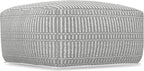 SIMPLIHOME Safford Square Pouf - 20 inch Wide Upholstered PET Polyester Ottoman in Grey and White, Boho Indoor/Outdoor Footstool or Extra Seating for Living Room or Bedroom, Assembled