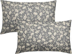 Grey Gray Pillow Covers 12x20 Set of 2 Vintage Floral Rustic Old Style Cute Flower Print Rectangle Decorative Outdoor Pillowcases Seasonal Farmhouse Throw Cushion Case Couch Sofa Bed Decor