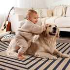 Tangsoo Easy Jute Rug 2.6x8 Washable Runner Rug for Hallways,Non-Slip Black Geometric Thin Indoor Outdoor Rug,Modern Farmhouse Carpet Runner for Kitchen Laundry Bedroom Entryway Porch